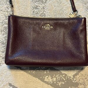 Coach chocolate brown double pocket purse